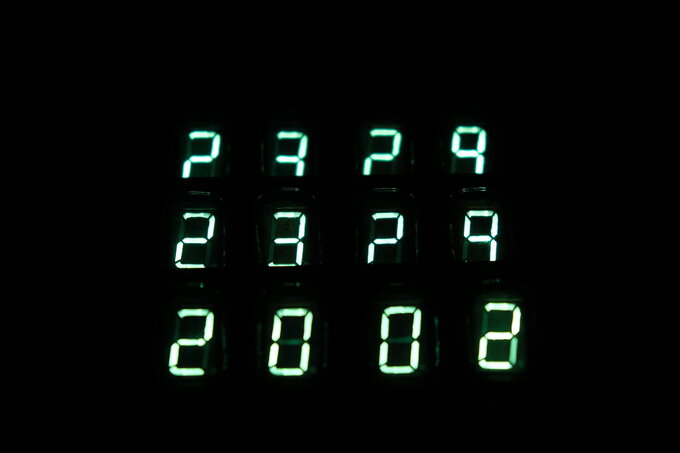 3 Iv-22 clocks in the dark.